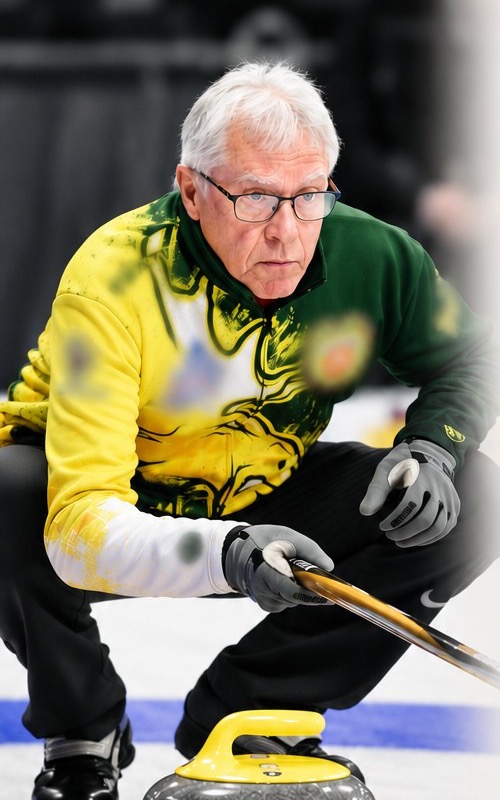 Al Hackner qui livre une pierre lors du championnat